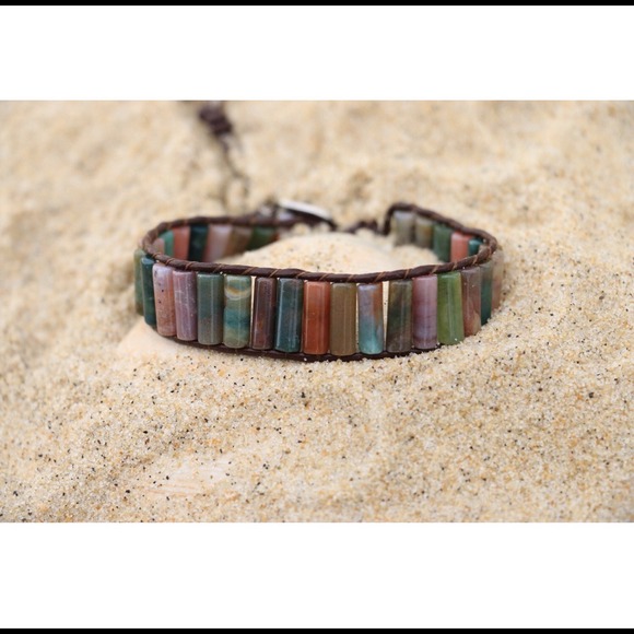 Natural Indian Agate Wrap Bracelet - Picture 2 of 4