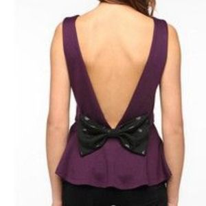 Nwot Pins and Needles Purple Bow Peplum Top medium