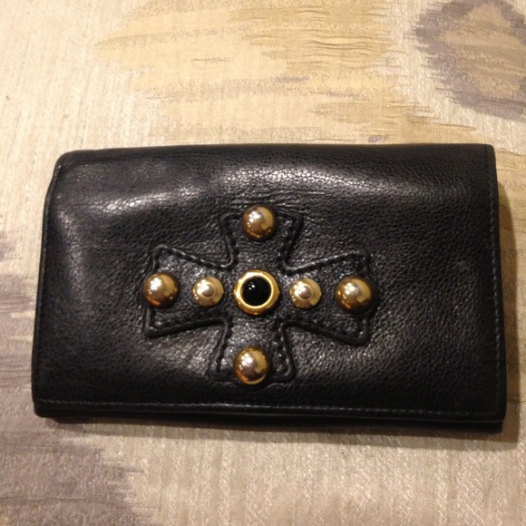 Yves Saint Laurent Handbags - 100% Authentic YSL Black Leather Wallet w: Gold