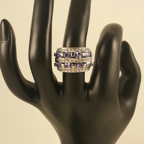 Eternity Ring With Channel Set Purple And Clear CZ