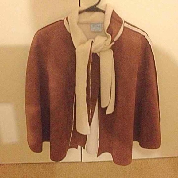 Brown & Beige Poncho Coat