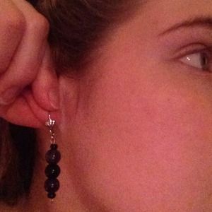 Dark purple and black dangle earrings