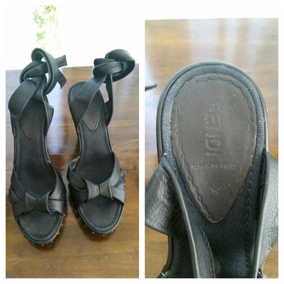 FENDI LEATHER WEDGES