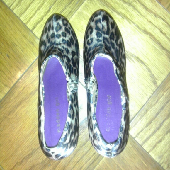 Leopard print wedge ankle booties