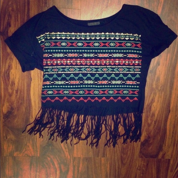 Aztec crop top with fringe