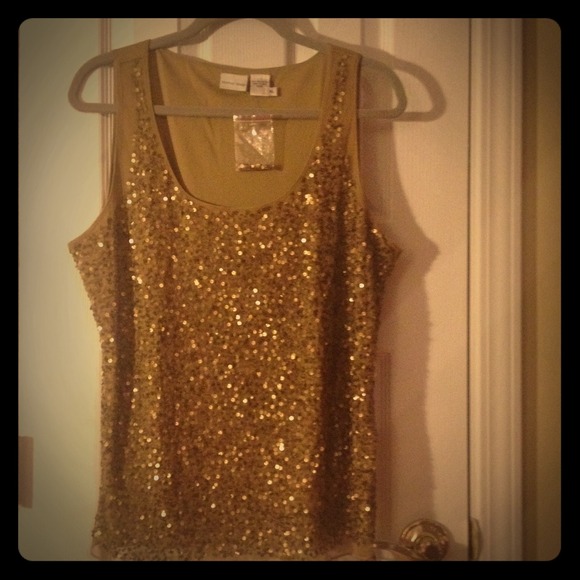 💖Antique Gold Sequin Tank Top💖