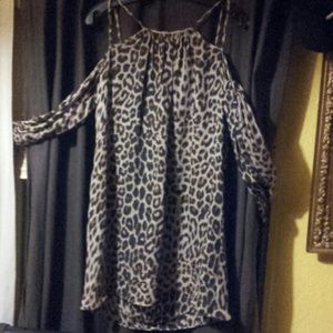 New cheetahs cold shoulder line dress