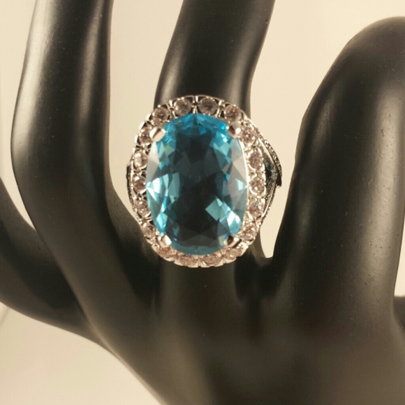 Blue Topaz Oval Cocktail Ring