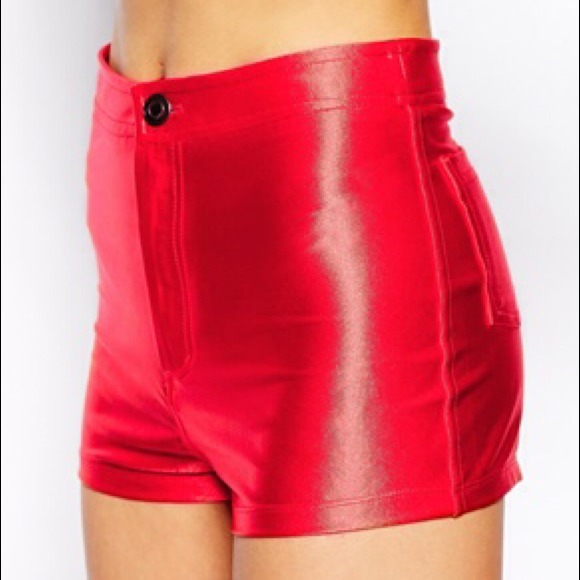 American apparel red disco shorts
