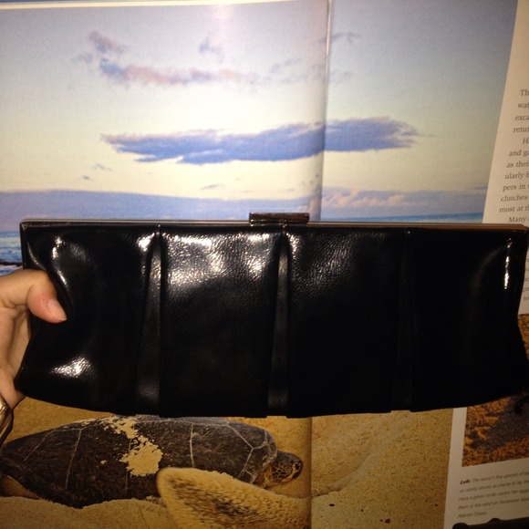Express Black Patent Leather Clutch