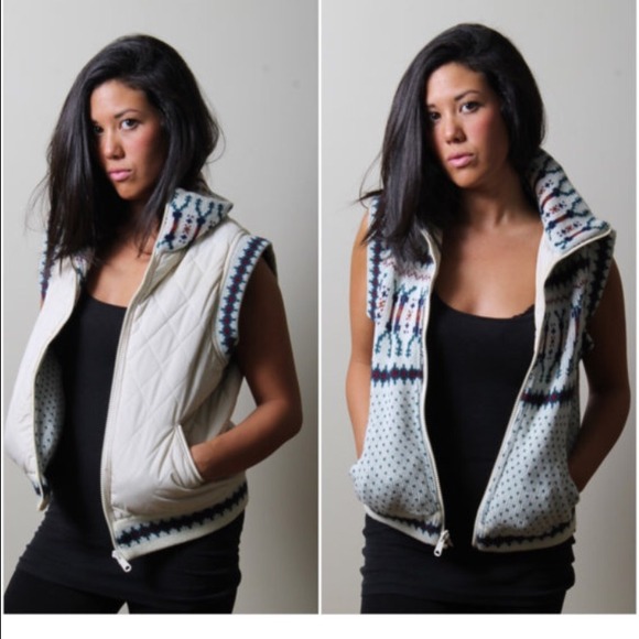 VTG reversible puffer sweater vest Navajo tribal
