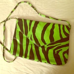 Hand bag neon green zebra print