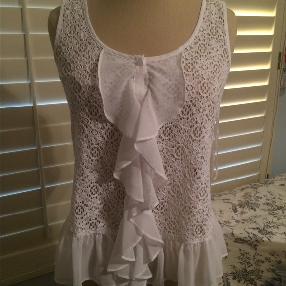 Lauren Conrad white crochet top