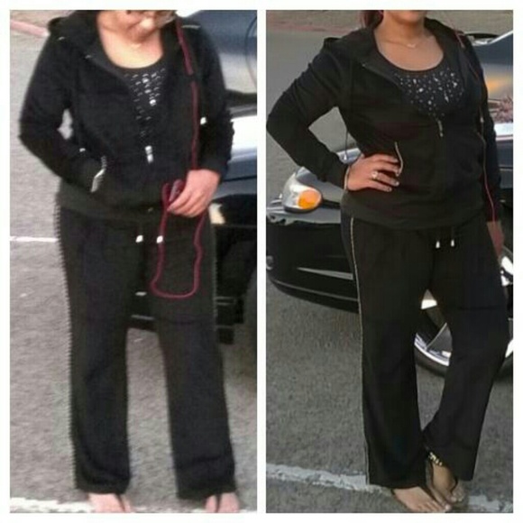 Black Velour Track Suit, with gold details & hood. - Picture 4 of 4