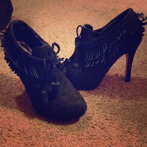 Black Fringe Bootie