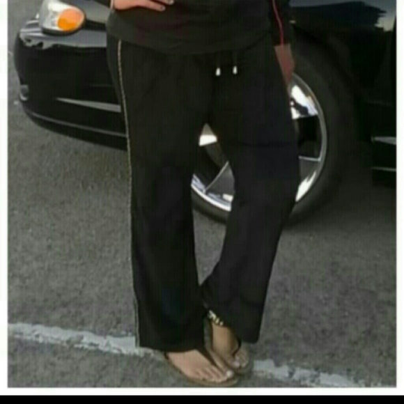 Black Velour Track Suit with gold details and hood - Picture 3 of 4