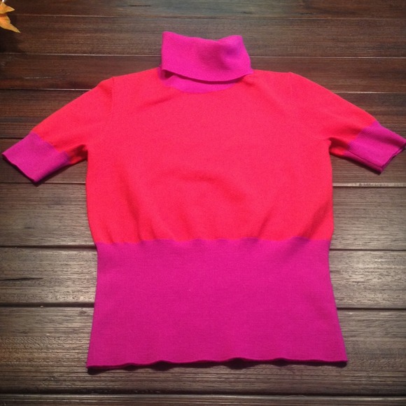 Theory "caryl" pink and red colorblock sweater