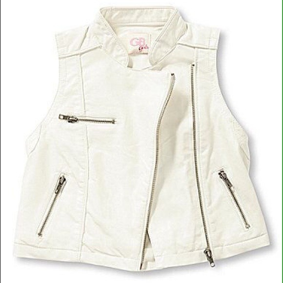GB Girls White Leather Vest