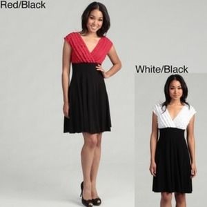 Connected Apparel White and Black Ruffle Dress