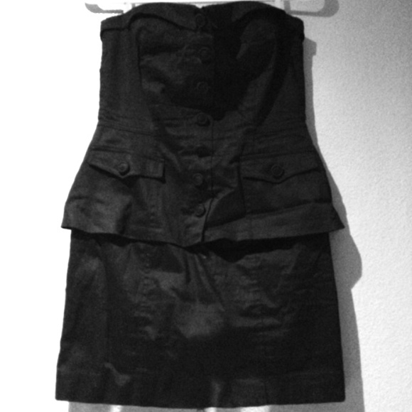 Black peplum tube dress