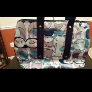Coach Kyra Daisy Scarf Multicolor Signature Tote
