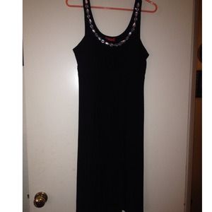 Silver beading Black Dress