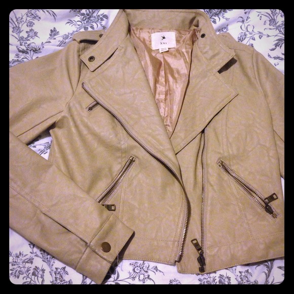 Tan faux leather jacket