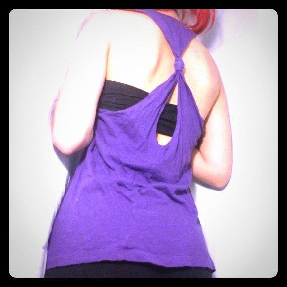 Purple knotted racer back tank