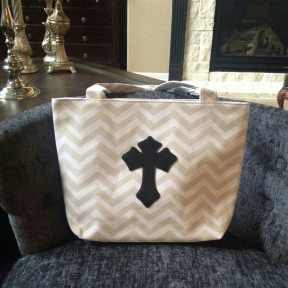 Brand New Chevron Print Cross Patch Tote Bag