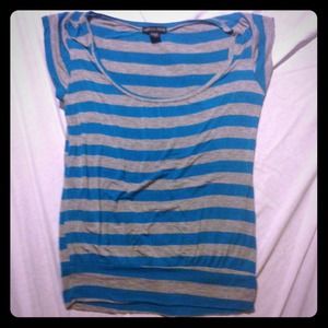 Gray and blue striped top
