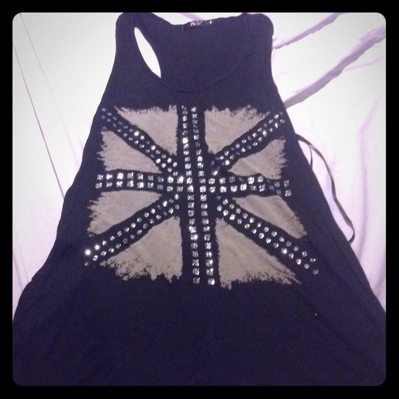 Black tank w/sparkly uk flag