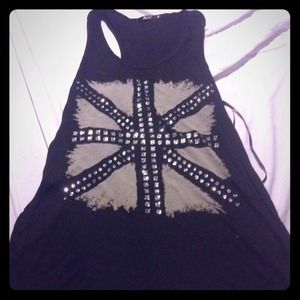 Black tank w/sparkly uk flag