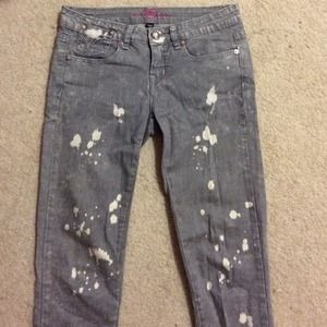 SALE Bebe Paint Splatter Studded Rocker Gray Jeans