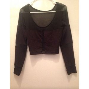 Black mesh crop top