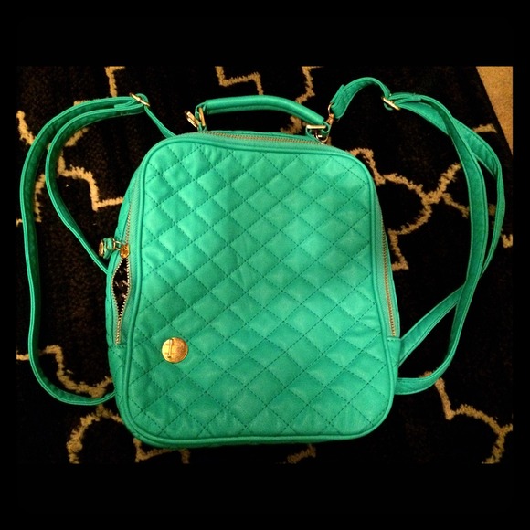 ModCloth Teal Houndstooth Quilted Backpack