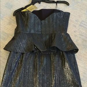 Nicole Miller strapless peplum dress