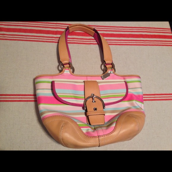 Coach Pastel Strip Shoulder Bag