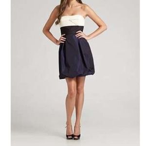 BCBG MAXAZRIA Strapless Colorblock Taffeta Dress