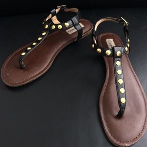 Aeropostale Black and Gold Studded Sandals