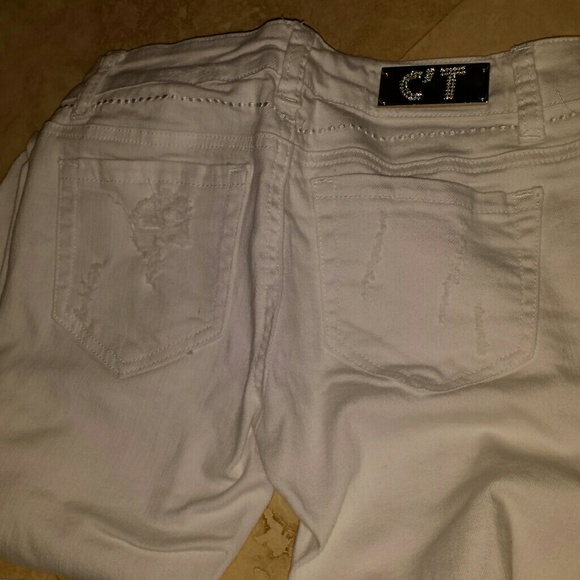 C est toi Women low rise size 0 White distressed skinny jeans destroyed stretch - Picture 3 of 8