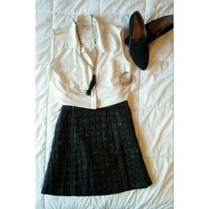 Cream Sleeveless Button Down