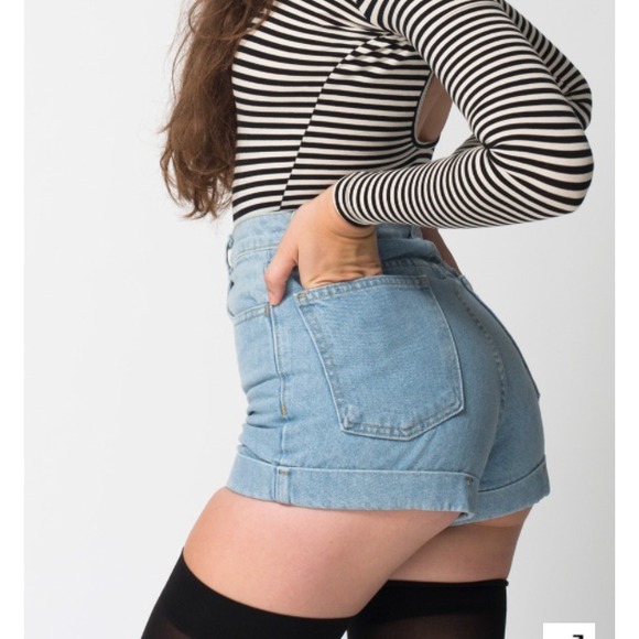 AmericanApparel Medium Wash Jean Cuff Shorts sz 30