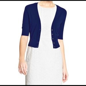 Guess Navy Cropped Cardigan w/ gold button detail