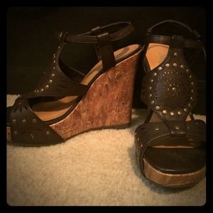 Dark brown wedge heels