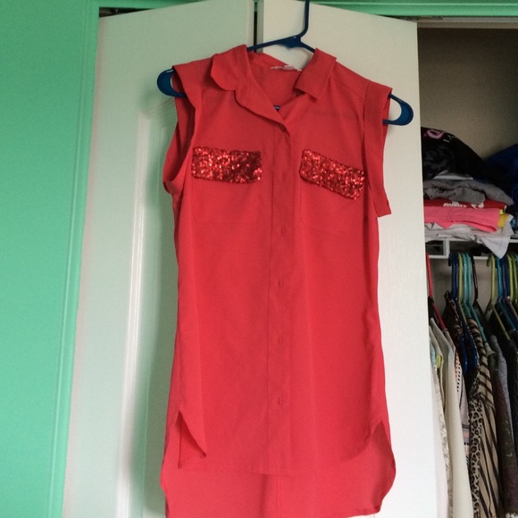 coral button down