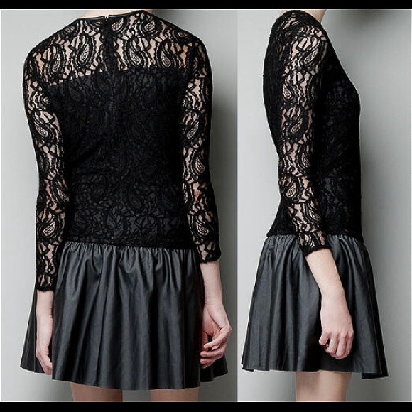 Zara- lace&leather dress
