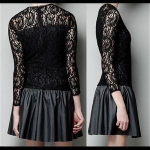 Zara- lace&leather dress