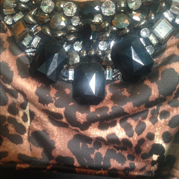 Leopard Print Bedazzled Homecoming/Cocktail Dress - Picture 3 of 4