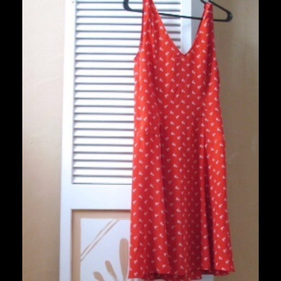 Anthro Moulinette Soeurs Red Silk Slleceless Dress