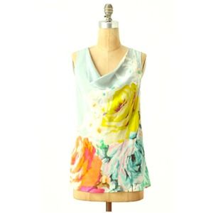 Hype Silk Floral Top Shell - Anthropologie NWOT